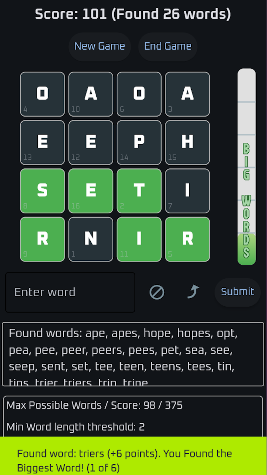 Big Word Tracker