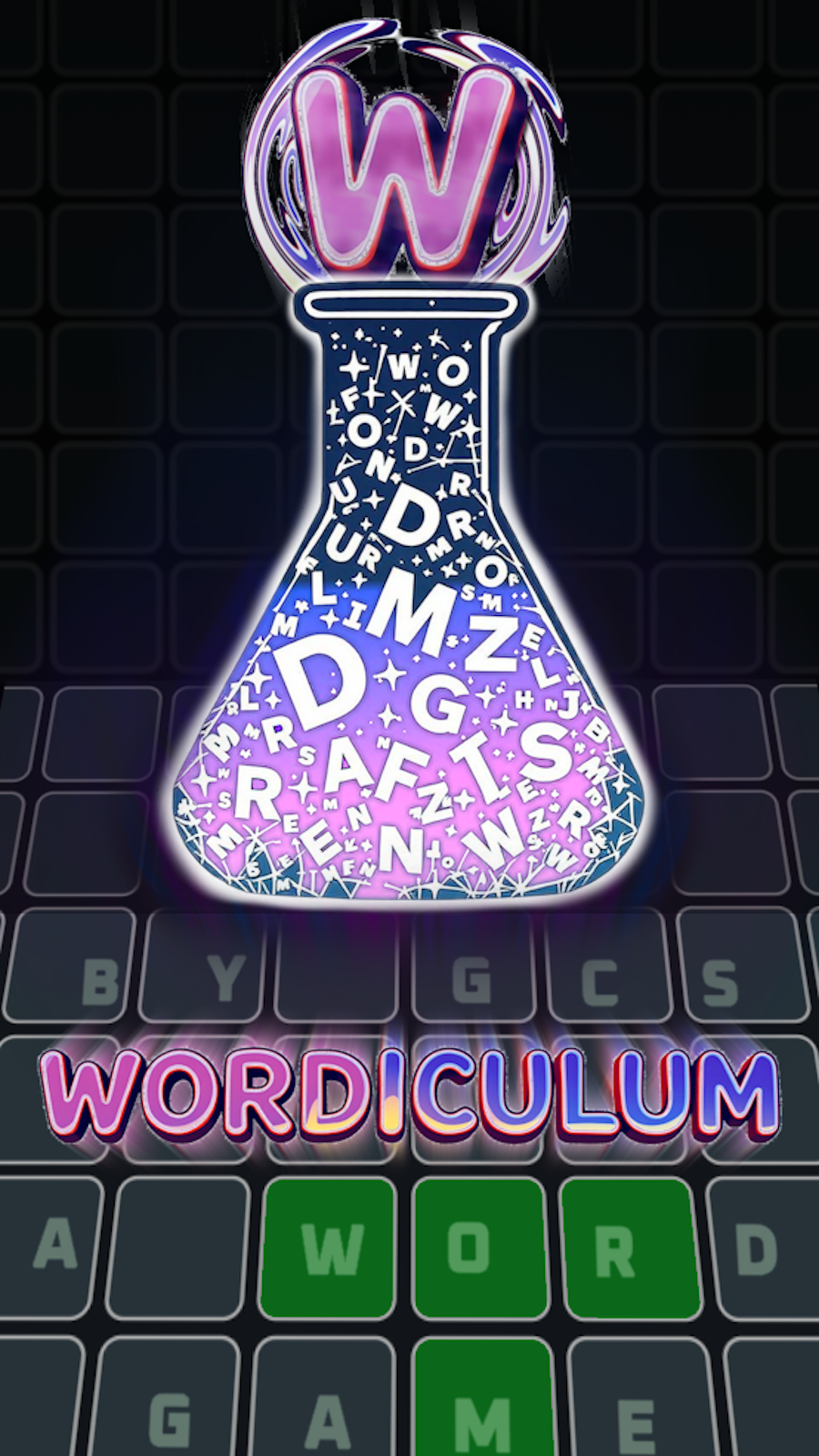 A test tube beaker full of letters